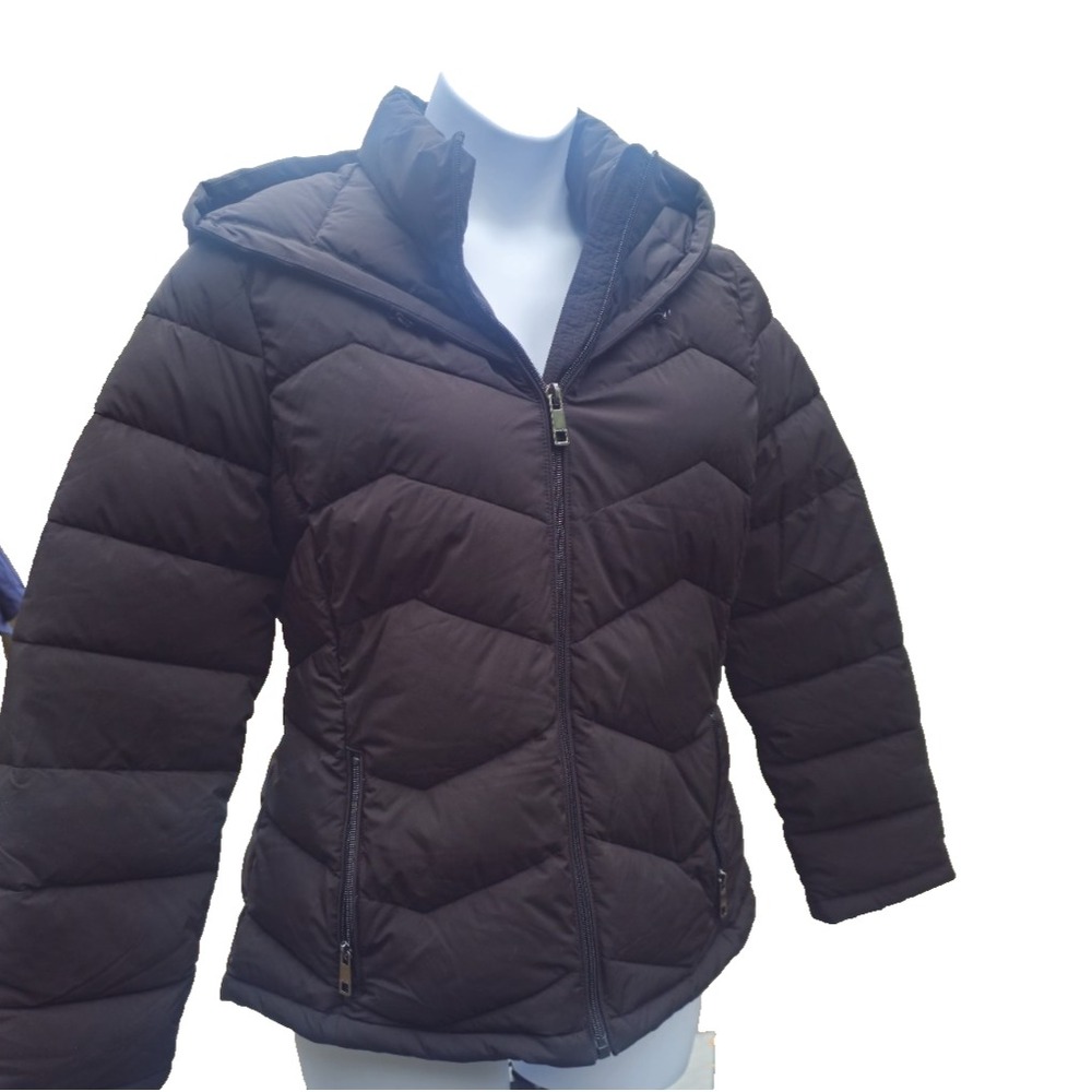 Calvin Klein Black Puffer Jacket Hood Fitted XL Athleisure Insulated Apres Ski - Picture 4 of 10
